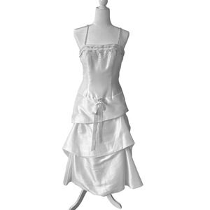 vory Tiered Beaded Formal Gown Size 8 Wedding Prom Dress